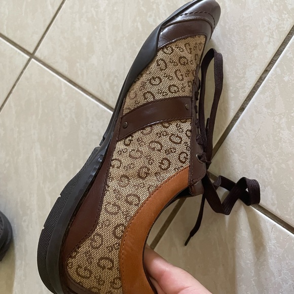 Men’s Guess Size 10 M Brown Multi Leather Monogram Sneakers - Picture 11 of 16